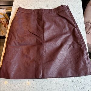 Topshop Burgundy Leather Mini Skirt